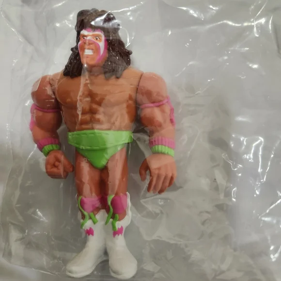WWEWWF Ultimate Warrior Series 1 Action Figure Green and Pink Accents Loose - Picture 2 of 4